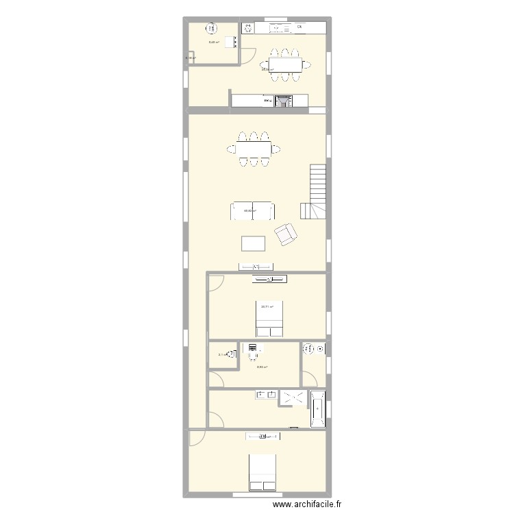 LES PIERRES. Plan de 12 pièces et 244 m2