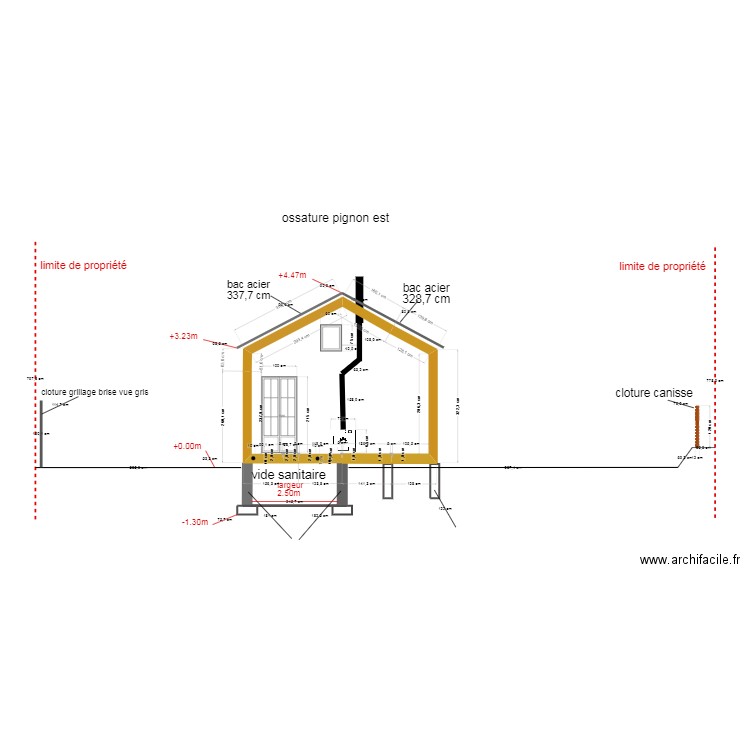 fumisterie. Plan de 1 pièce et 18 m2