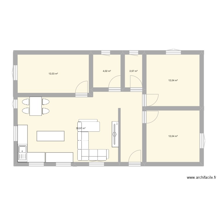 plan maison. Plan de 6 pièces et 79 m2