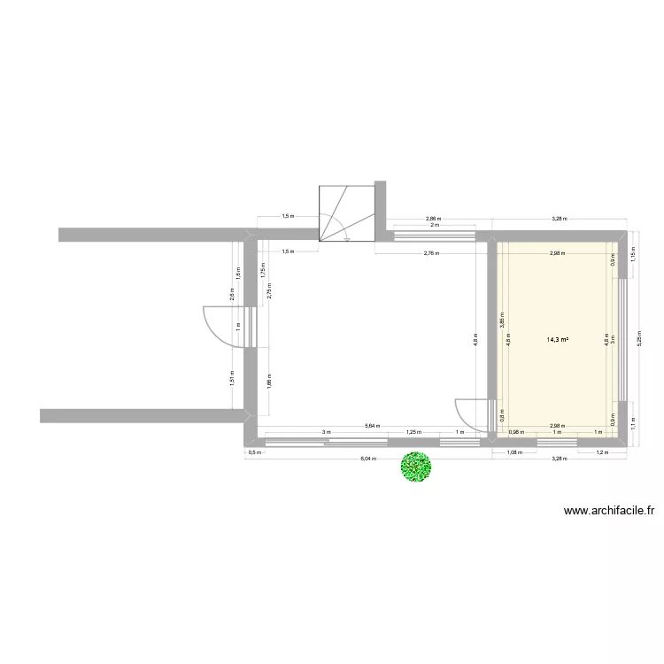 LE PLANTIER. Plan de 1 Pièce et 14 m²