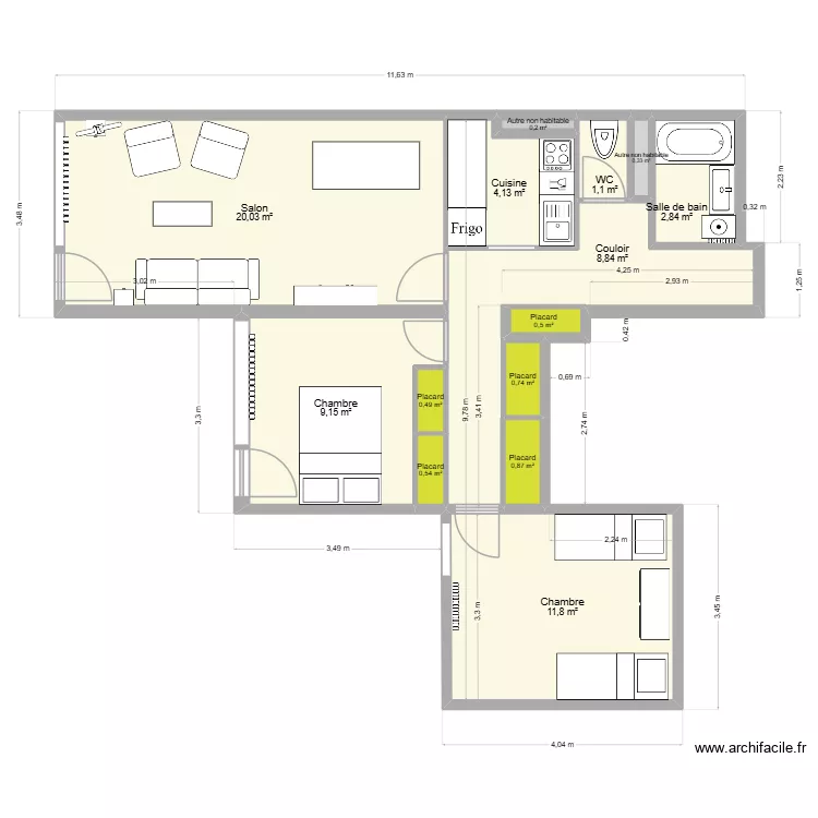 Chamrousse + meuble. Plan de 14 pièces et 62 m² Chamrousse + meuble. Plan de 14 pièces et 62 m²
