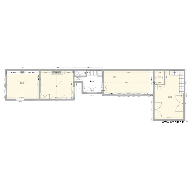 Maison RDC. Plan de 5 pièces et 137 m2