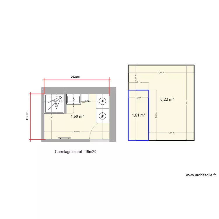 salle de bain. Plan de 