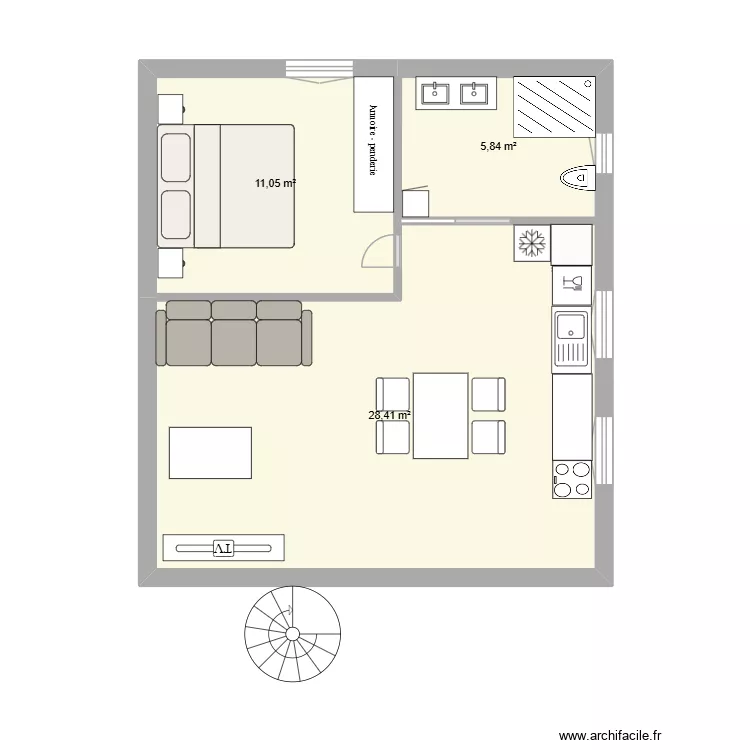 grenier. Plan de 3 Pièces et 45 m² grenier. Plan de 3 Pièces et 45 m²