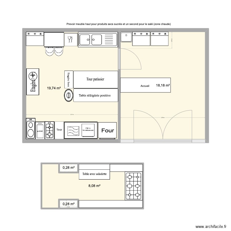 Labo. Plan de 5 pièces et 47 m2