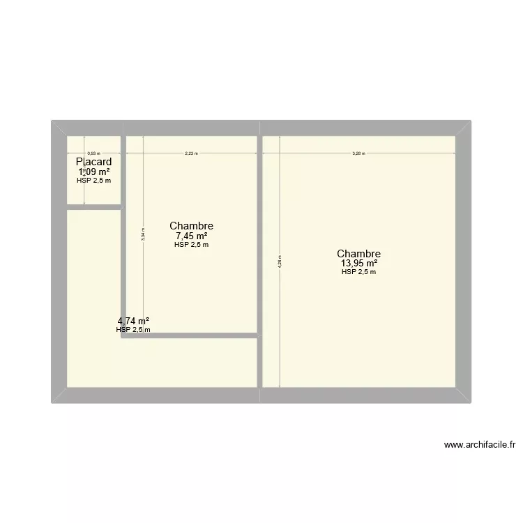 Maison - Etage 2. Plan de 4 Pièces et 27 m²