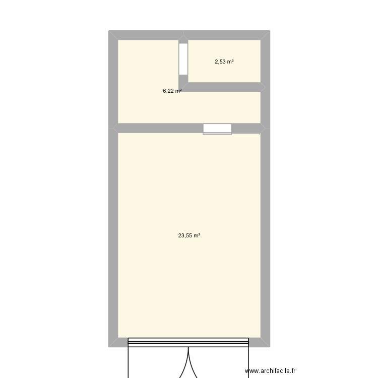 Salon de coiffure. Plan de 3 pièces et 32 m2
