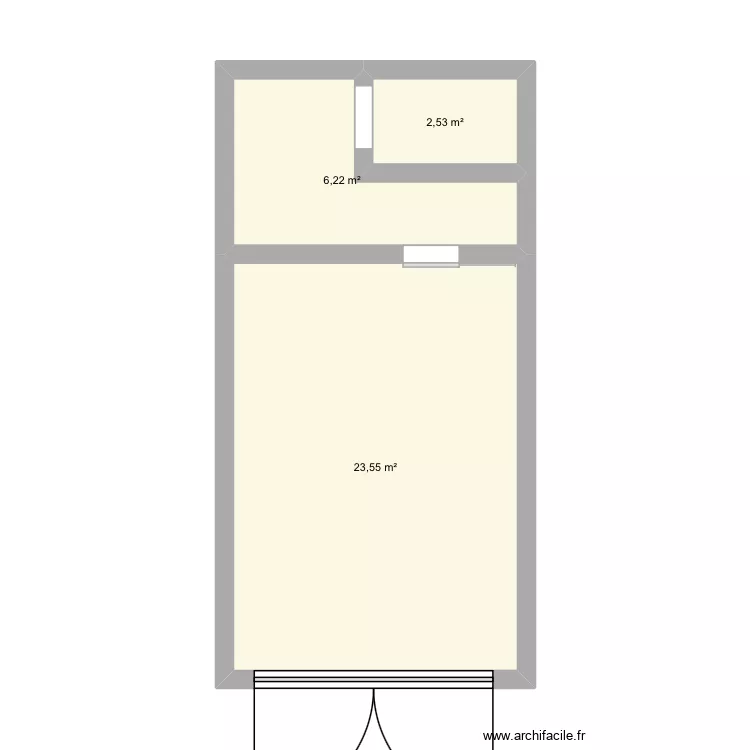 Salon de coiffure. Plan de 3 pièces et 32 m²