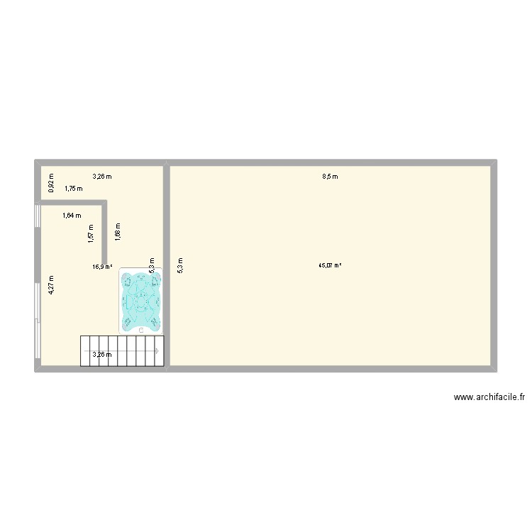 jardin churchill. Plan de 2 pièces et 62 m2