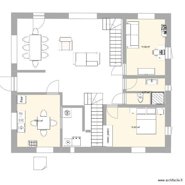 cros 1. Plan de 4 pièces et 39 m2