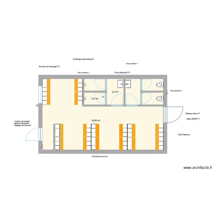 Local gaz 3. Plan de 5 pièces et 41 m2