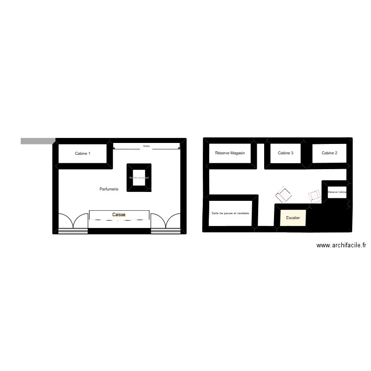 Nocibé . Plan de 10 pièces et 33 m2