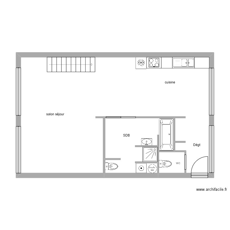 T4 1 CALAIS rdc. Plan de 2 pièces et 63 m2