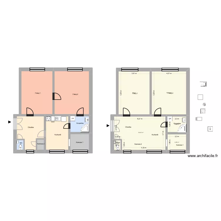 Hru&scaron;ovsk&aacute; 1862 byt 6 OV. Plan de 18  et 274 m²