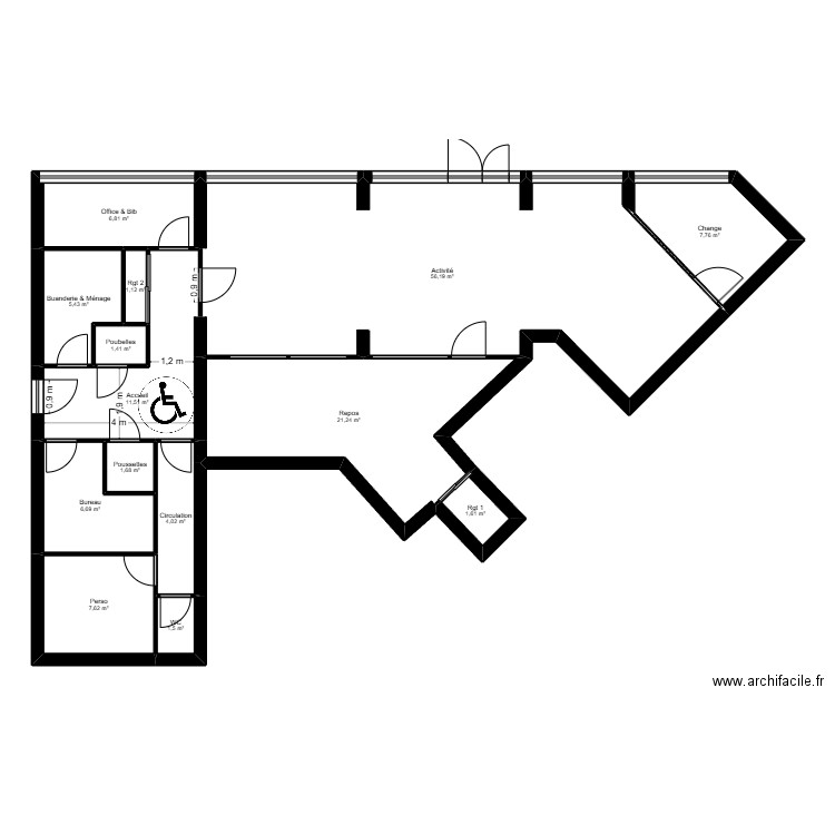 92VG0CG projet. Plan de 14 pièces et 135 m2