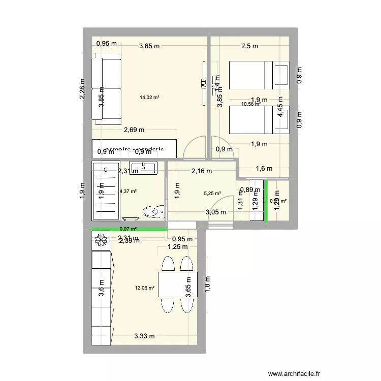 11 BRU.... IDEE 3. Plan de 7  et 47 m²