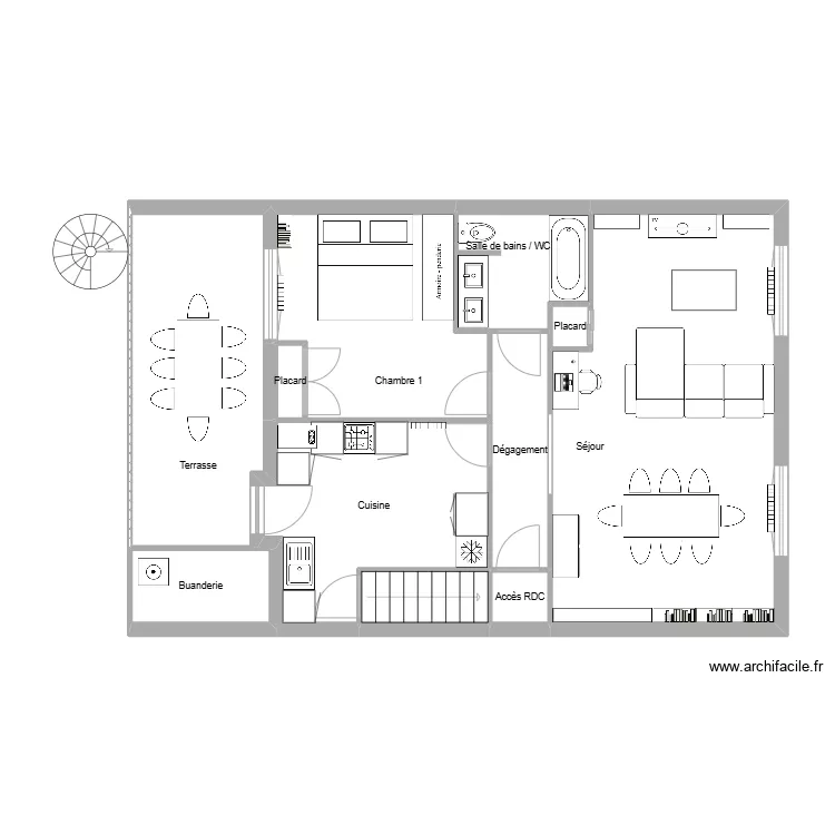 Maison niv 1 metayer. Plan de 