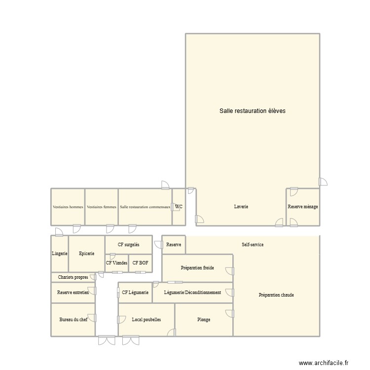 Cuisine du collège. Plan de 0 pièce et 0 m2