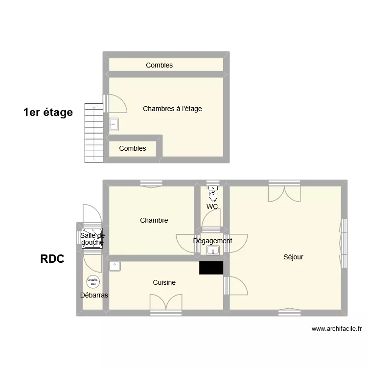 delaveaux secondaire. Plan de 10  et 75 m²