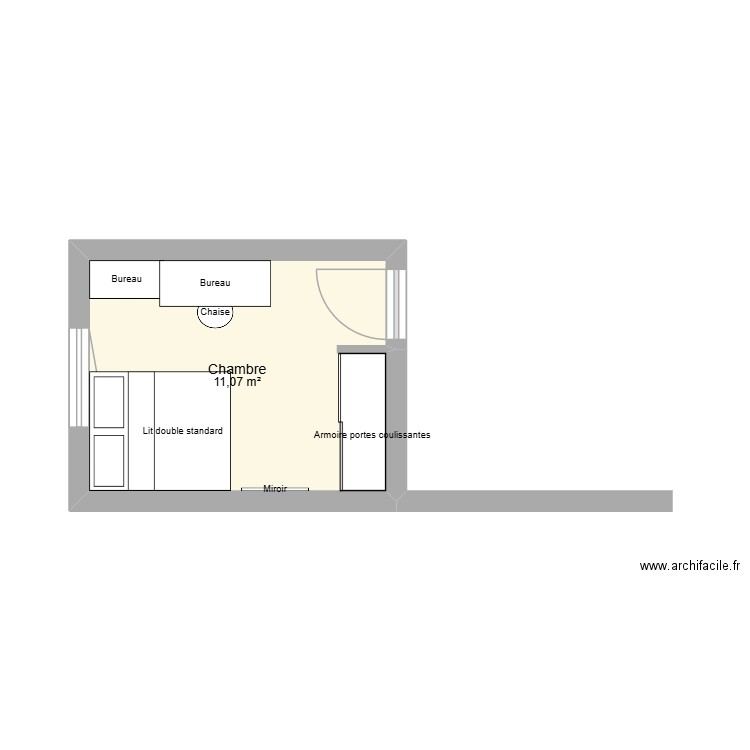 Vrai plan. Plan de 1 pièce et 11 m2