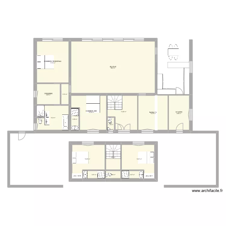 NVELLE MAISON. Plan de 17  et 183 m²