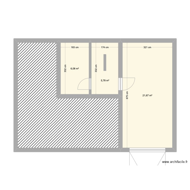 sous sol aux cotes. Plan de 4 pièces et 63 m2