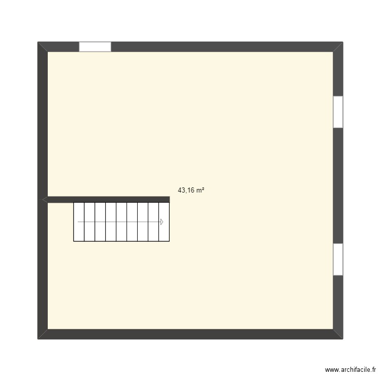 sous sol sans les accessoire. Plan de 1 pièce et 43 m2