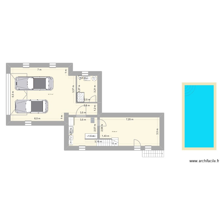 maison 2 cave. Plan de 2 pièces et 99 m2