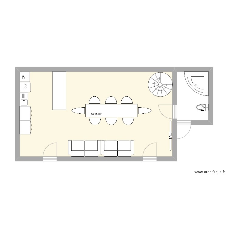 grange. Plan de 3 pièces et 88 m2