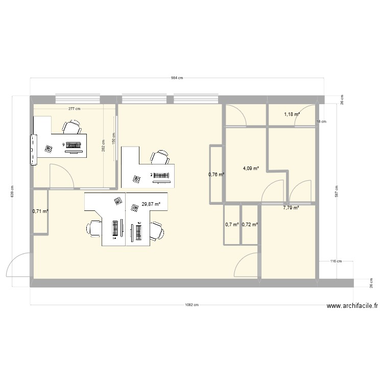Plan Bureau RH. Plan de 0 pièce et 0 m2