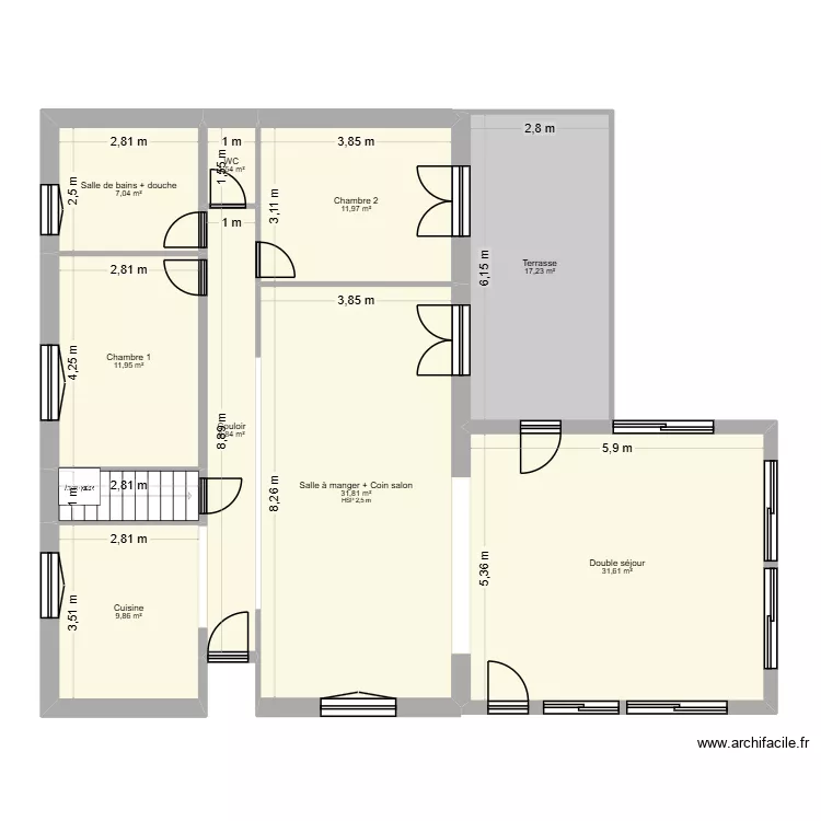 Chinelatto futur. Plan de 10 pièces et 135 m²