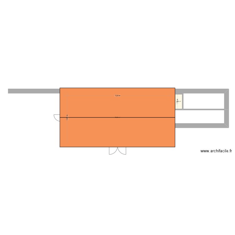 orangerie. Plan de 2 pièces et 75 m2
