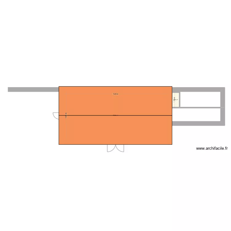 orangerie. Plan de 2 pièces et 75 m²