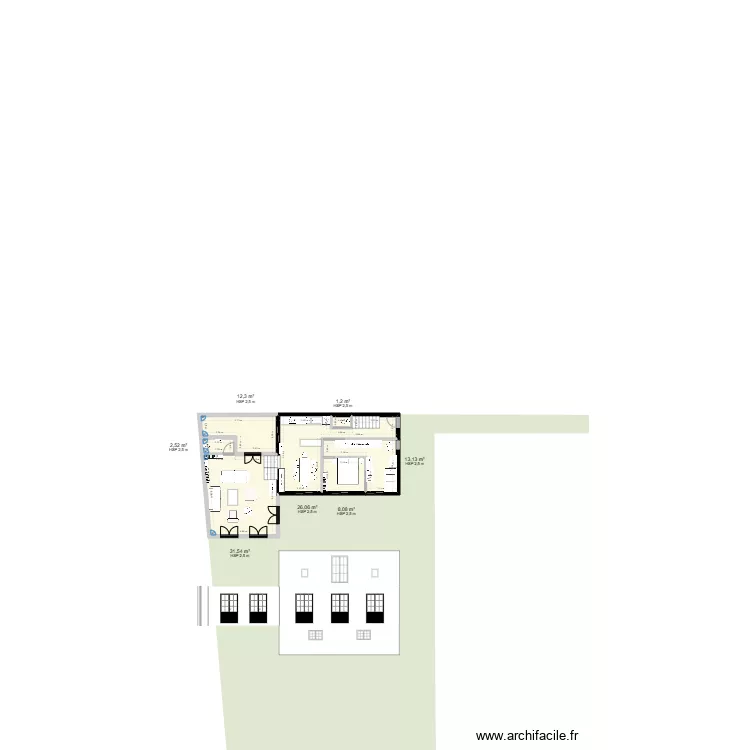 L&eacute;on renault 4 sans mobilier. Plan de 