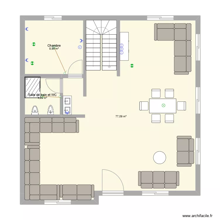 plan rdc1. Plan de 3 Pièces et 91 m² plan rdc1. Plan de 3 Pièces et 91 m²
