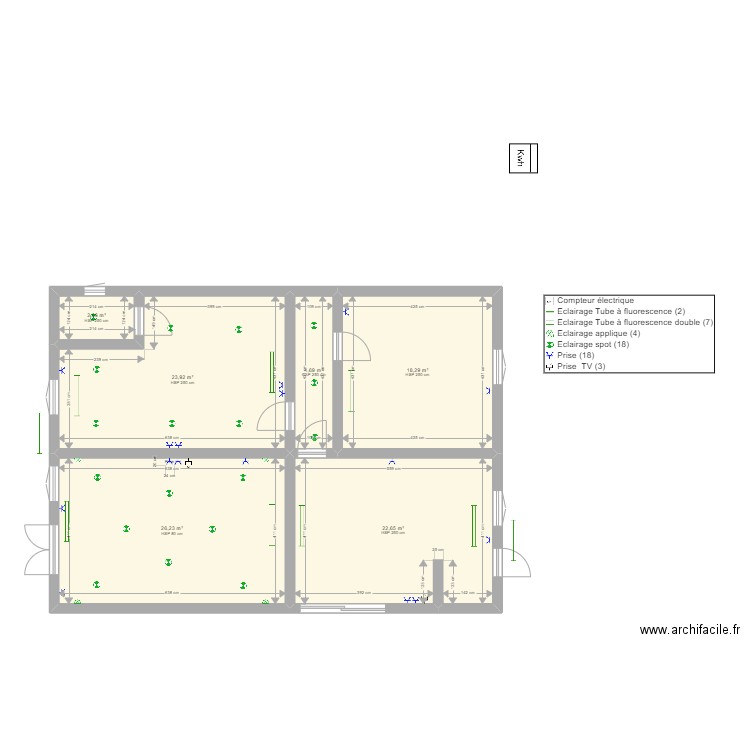004. Plan de 6 pièces et 98 m2