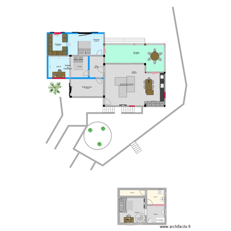 Seborga avec extension. Plan de 12 pièces et 151 m2