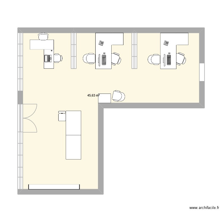 TUI serris. Plan de 1 pièce et 46 m2