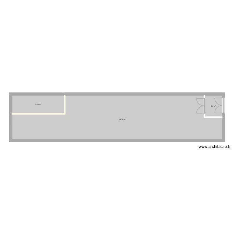 Bureaux F2. Plan de 3  et 81 m²