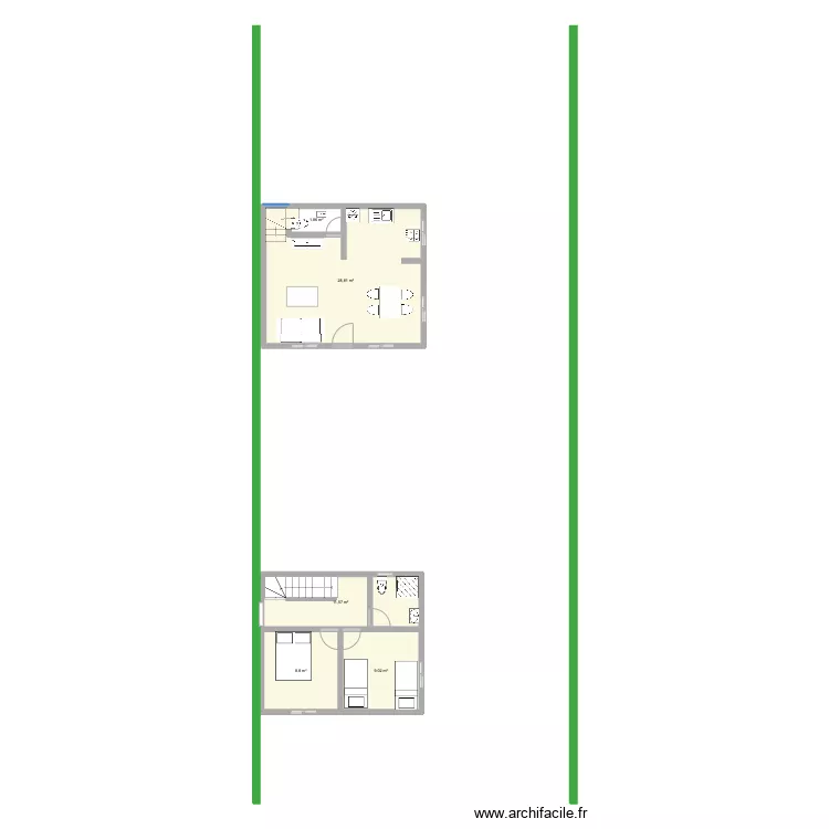 juan 2 etages et suite en bas. Plan de 