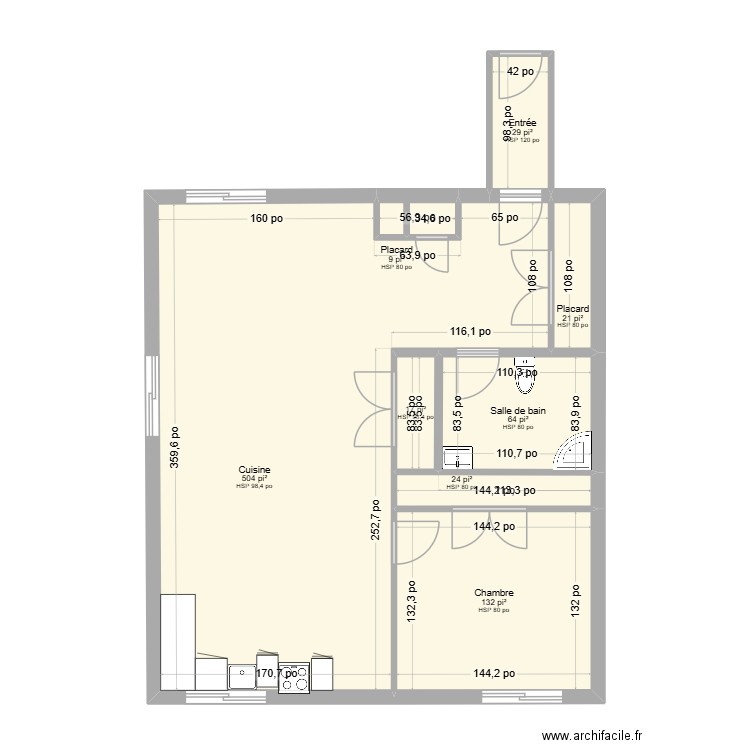sous sol 4503 boul st anne. Plan de 8 pièces et 74 m2