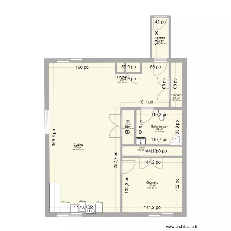 sous sol 4503 boul st anne. Plan de 8 pièces et 74 m²