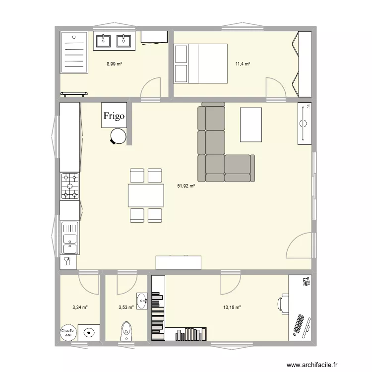 Plan 2 (Environ 92m2). Plan de 6  et 92 m²