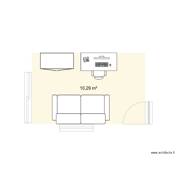appart buro. Plan de 1 pièce et 10 m2