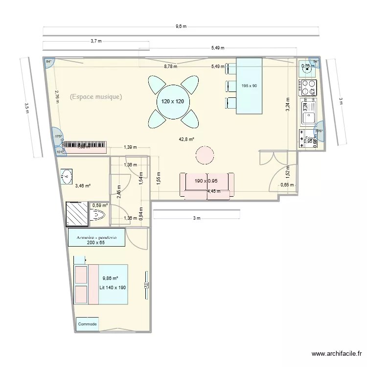 Plan 1-94. Plan de 4  et 57 m²