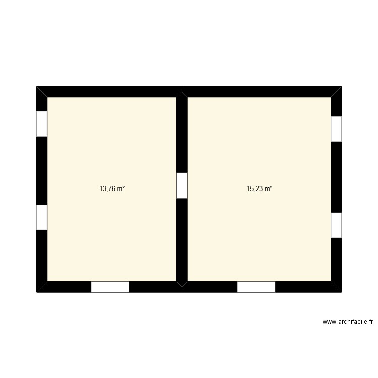 Bureau et magasin. Plan de 2 pièces et 29 m2