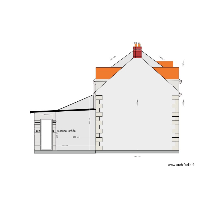 plan façade ouest projetée + porte fenêtre v2 04 2024. Plan de 0 pièce et 0 m2