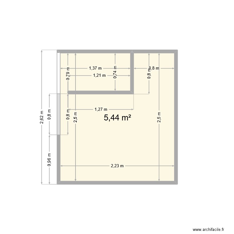 Plan 3 SdB Marie. Plan de 1 pièce et 5 m2