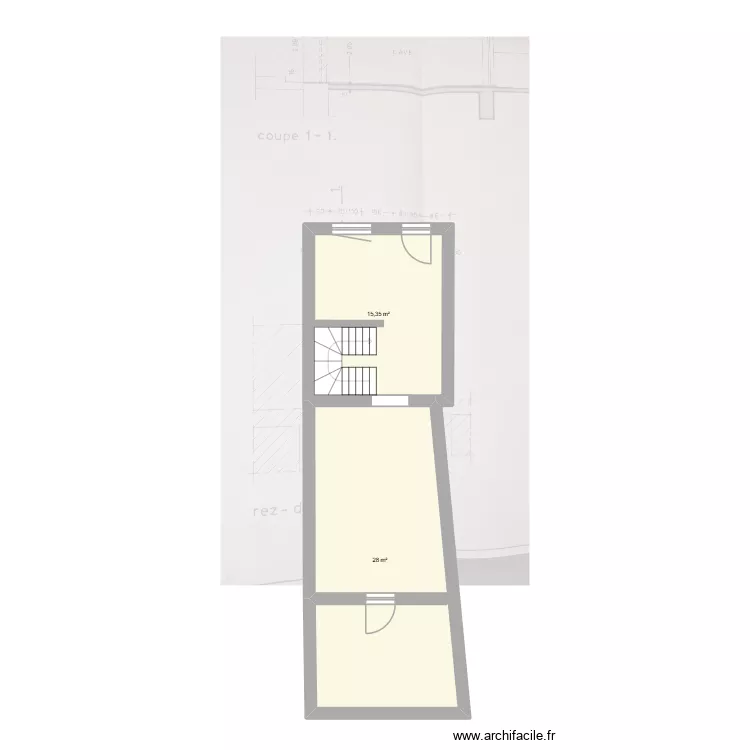 PAPA - cave. Plan de 2  et 43 m²