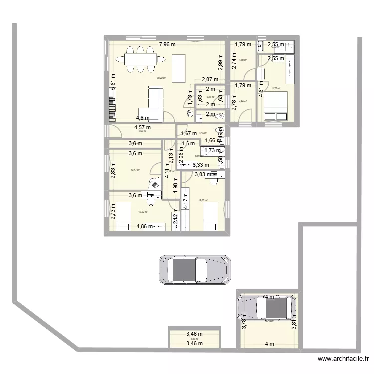 maison 3. Plan de 17  et 144 m²